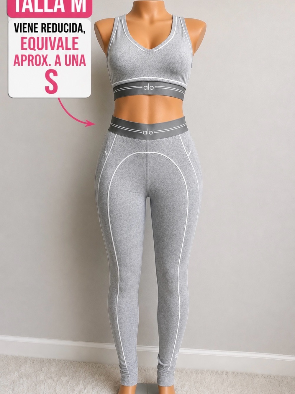 ALO Yoga Heather Gray High-Rise Seam-Detail Leggings